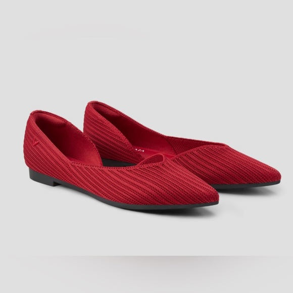 Vivaia Shoes - Vivaia Melia Pointed-Toe D'Orsay Flats Ballet Red Knit Slip On Shoes Size 40